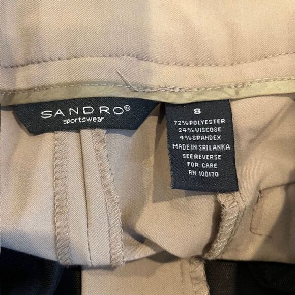 Sandro Sportswear Wide Leg Cropped Tummy Control Beige Pants Trousers Size 8 - Picture 10 of 13